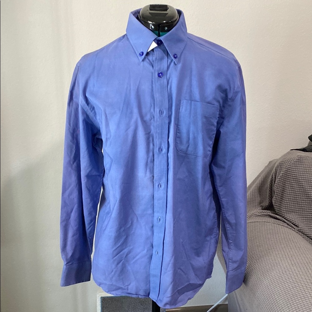George blue button up long sleeve collared dress shirt